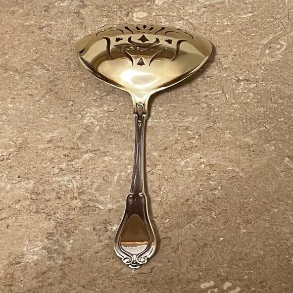 Gorham Norfolk Sterling Silver Confection Spoon Gold Wash c1904 - Picture 2 of 9